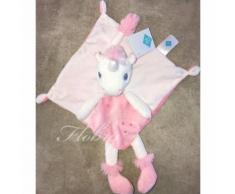 Doudou Plat Licorne Tex Baby Rose & Blanc Peluche Jouet Bébé