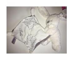 Doudou Lapin Blanc Et Gris Mouchoir Bebe Pommette Peluche Naissance Jouet Chien Mixte Eveil Enfant