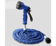 7,5 m 25FT Extensible Tuyau d'arrosage vec pistolet pulvérisateur 7 en 1 Bleu