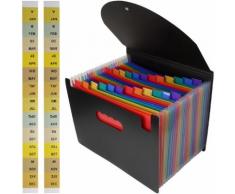 Igadgitz Home U7105 Trieur Document A4 Trieur Valisette Folder Expansible Accordéon -Noir -25 Poches