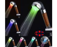 TEMPSA 7LED Douchette Pommeau de Douche Haute Pression Pr Salle de Bain Économie d'eau