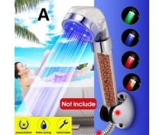 7 LED Pommeau de Douche Douchette Haute Pression Spa Salle de Bain Economie Eau