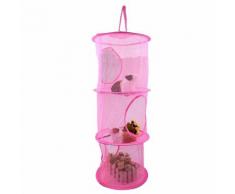 Multicouche Dry Rack Pliable Suspendus Maille Jouet Panier De Rangement Sous-Vêtements Organisateur Cage Rose