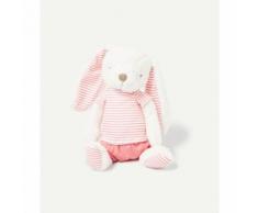 Doudou Grand Lapin Tape A L'Oeil Blanc Maillot Tee Shirt Raye Rose Barboteuse Short Etoiles Peluche Tao Jouet Bebe Enfant
