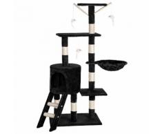 Tectake Arbre À Chat 142 Cm Dominique Griffoir 3 Souris + 1 Hamac Noir