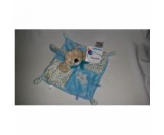 Doudou Lapin Plat Bleu Turquoise Clair Blanc Etoiles Peluche Jouet Bebe Mots D'enfants Blankie Comforter Soft Toys Blue Bunny