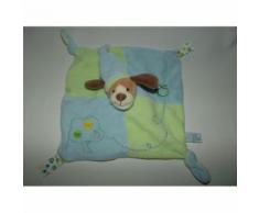 Doudou Plat Chien Gipsy Bleu Ciel Vert Marron Brun Brodé Pomme N¿Uds Étiquette Jouet Bebe Naissance Peluche Éveil Enfant Comfort Blanket Comforter Soft Toy
