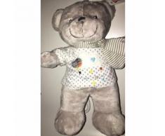 Doudou Ours Gris Musical Mots D'enfants Oiseau Coeurs Peluche Boîte À Musique Jouet Éveil Bébé Naissance