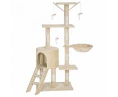 Arbre À Chat 144 Cm Dominique Beige, Griffoir, Grattoir, Tronc + 3 Souris Tectake