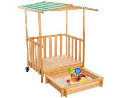 Tectake Bac À Sable En Bois Avec 1 Toit Et 1 Véranda 106 Cm X 105 Cm X 135 Cm Blanc Vert