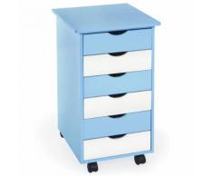 Tectake Caisson À Roulettes De Bureau 6 Tiroirs 65 Cm X 36 Cm X 40 Cm Blanc Bleu