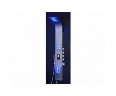 Colonne de douche hydromassante thermostatique à leds CHAKRA IV - lecteur MP3 et radio - 20*165cm - Argent