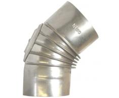 FIREFIX A100/B4T FAL Arche 45° Rigide avec Porte de Nettoyage, ø 100 mm – Tubes de poêle en tôle dacier de 0,6 mm dépaisseur, Muffin à lintérieur Longueur soudée au Laser Argenté