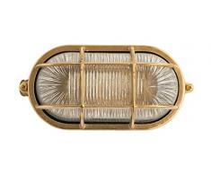 NB LIGHTING-APPLIQUE EN LAITON OVALE, GEA ART 12A, DIFFUSER EN VERRE TRANSPARENT DOUILLE EN PORCELAINE E27 MAX.60W 20 x 9,8 x 10,8cm