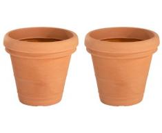 Gartenfreude Pot à Fleurs en Plastique pour lintérieur et lextérieur, Couleur Terre Cuite, 2 pièces, 40 x 36,5 cm