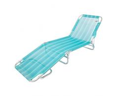 AKTIVE 53965 Chaise Longue Multiposition Aluminium Beach, 188 x 58 x 24 cm Bleu Méditerranée
