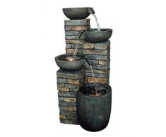 Dehner Fontaine de Jardin Piatto avec éclairage LED, env. 89 x 43 x 46 cm, polyrésine, Gris/Marron