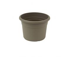 greemotion Pot de fleurs rond en plastique Ø 45cm 26L - Pot pour plantes extérieures et intérieures - Pot de jardin couleur taupe