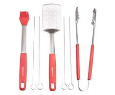 AmazonBasics Plateau pour grillades et ensemble avec spatule, pince et pinceau à badigeonner