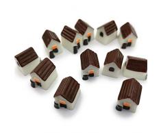 Armena Cabine Décoration de Jardin Figurines 10 Petites Micro Paysage Table Blanc