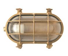 NB LIGHTING-APPLIQUE EN LAITON OVALE, HERMES ART 129, DIFFUSER EN VERRE TRANSPARENT DOUILLE EN PORCELAINE E27 MAX.75W 24,5 x 16 x 11,2cm