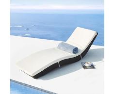 CONCEPT USINE - Ondine : Bain de Soleil ondulé en résine tressée Noire avec Matelas