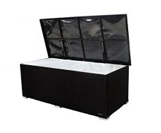 OUTFLEXX Coussin Boîte en polyrotin 204 x 94 x 75 cm en Noir