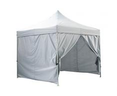 Tente Pliante Blanche + Pack Côtés 3x3m Premium Light Tube 32mm en Acier Bâche 220g/m² Enduit PVC 100% ÉTANCHE Barnum Pliante + Sac de Transport