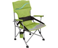Meerweh Lumunu Passion Products Deluxe Chaise de Camping XXL avec Dossier Vert/Gris Charge Max. 120 kg