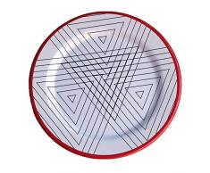 sunvibes Set de 6 Grandes Assiettes Bermudes Rouge, Blanc/Bleu/Vert, Large/25 cm