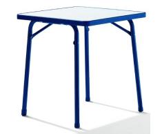 SIEGER Table Pliante de Jardin avec Plaque décorative Mecalit-Pro 70 x 70 cm Bleu