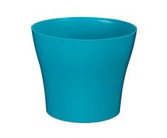 greemotion Pot de fleur rond 24 cm Tulipan couleur bleu turquoise - Pot à fleurs élégant en plastique pour l’intérieur et l’extérieur - Pot de fleurs zen aux lignes modernes