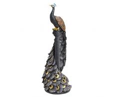 Design Toscano Vue du Jardin Le Paon Sculpture, Multicolore, 18 x 18 x 51 cm