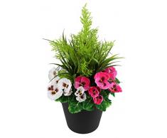 Greenbrokers Limited Jardinière Artificielle pour terrasse Pot Noir Rose/Blanc