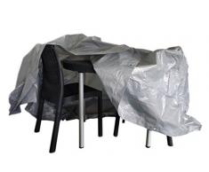 Chalet et Jardin B215*90-90-S Housse de Protection pour Table Ronde avec Chaises de Jardin Argent 215 x 90 cm