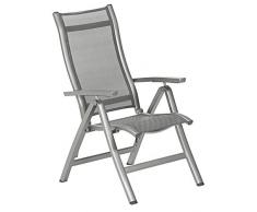 Dehner Chicago Fauteuil Pliant env. 110 x 63,5 x 67,5 cm, Textile/Aluminium, Gris