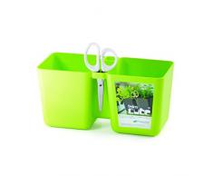 ZANVIC Pot pour 2 aromatiques, Twins Cube 245 avec Ciseaux, Vert Pistache, 11 x 12 x 25 cm, za420