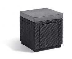 ALLIBERT Cube w/Cushion Tabouret, Graphite/Gris