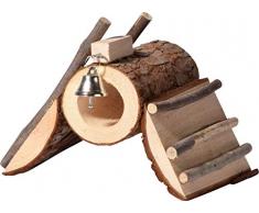 dobar 80037 Jouet pour rongeurs avec Tunnel et clochettes Naturel 19,5 x 12 x 13,5 cm