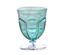 sunvibes Set de 6 Verres à Eau Happy Aqua, Transparent/Turquoise, 8,8x8,8x11,8 cm