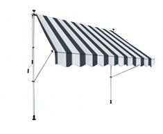 Gardinia Föhr Store à Manivelle Protection Solaire pour Terrasse ou Balcon, Bleu-Blanc (Blau-weiß), 250 x 150 cm