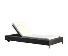 Au jardin de Chloé ZOÉ Bain de Soleil à Roulette en résine tressée Plate Haut de Gamme, Noir