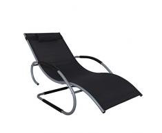 Chicreat - Chaise longue à bascule extra-large en aluminium, 66 cm, Noir et argenté