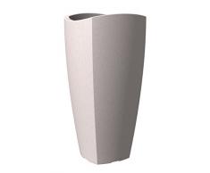 Scheurich Pot de Fleurs Wave Globe Cubo, Plastique, Taupe Granit, Ø 30 cm, Höhe 60 cm