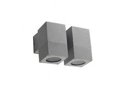 OUTDOOR LEDs C4 éclairage dextérieur ICARO 2L Applique Murale, Aluminium injecté avec Transparent en Verre trempé, Gris