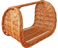 dobar Pratique kaminholzlege, cheminée Panier à Bois en Osier geschälter avec poignée, Marron, 38 x 33 x 40 cm