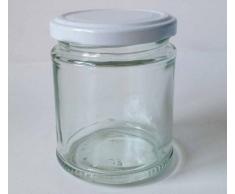 Nutleys Lot de 190 ML en Verre Rond Pots à Confiture Couvercles Plus Blanc (Lot de 6)