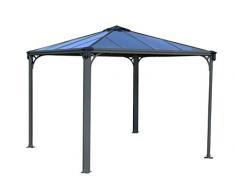 Palram Palermo 3000 Tonnelle de Jardin 3x3 – Structure Aluminium et Toit Rigide – Pour Couvrir une Terrasse Toute L’année – Garantie 10 Ans - Gris (295x295)