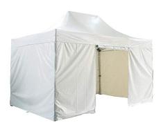 GREADEN Barnum Pliante 3x4.5m 50mm en Aluminium Premium Pro 520Gr/m2 Etanche avec Pack 4 Murs Amovibles Blanche Tente de Réception Qualité