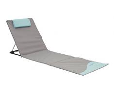 Meerweh Tapis de Plage XXL avec Dossier Chaise Longue de Plage Matelas Isolant Couverture de Pique-Nique env. Bain de Soleil Gris/Bleu 200 x 60 x 68 cm